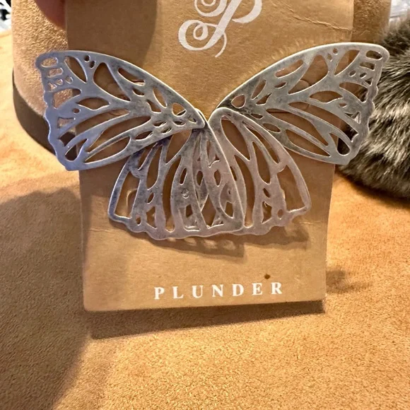 Plunder Silver Butterfly Earrings - Picture 3 of 4